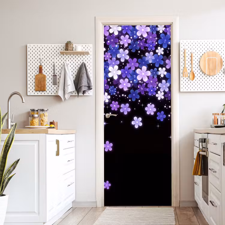 Deursticker - Bloemen - Paars - Modern — 7