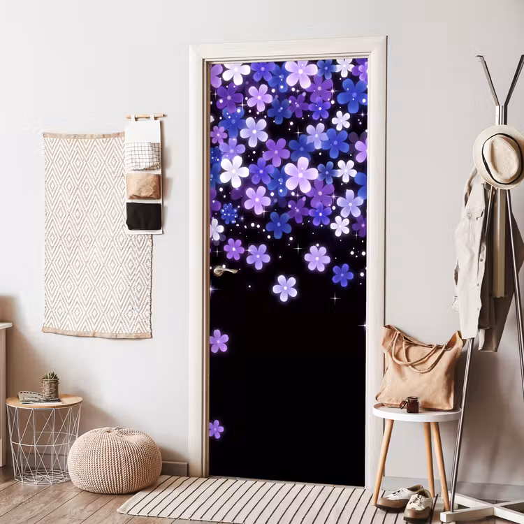 Deursticker - Bloemen - Paars - Modern — 8