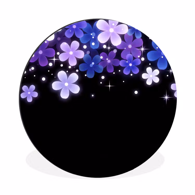 Muurcirkel aluminium - Bloemen - Paars - Modern — 1