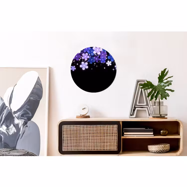 Muurcirkel aluminium - Bloemen - Paars - Modern — 3