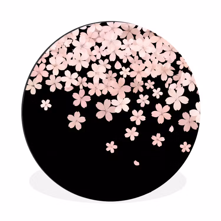 Muurcirkel aluminium - Roze bloemen - Natuur — 1