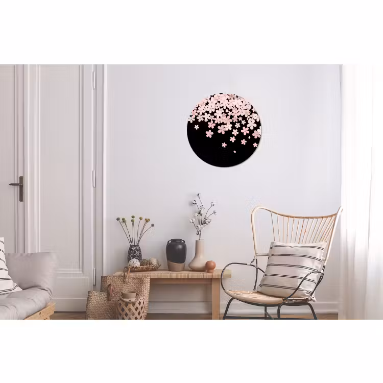 Muurcirkel aluminium - Roze bloemen - Natuur — 2