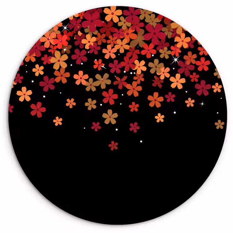 Muurcirkel glas - Bloemen - Abstract - Oranje — 1