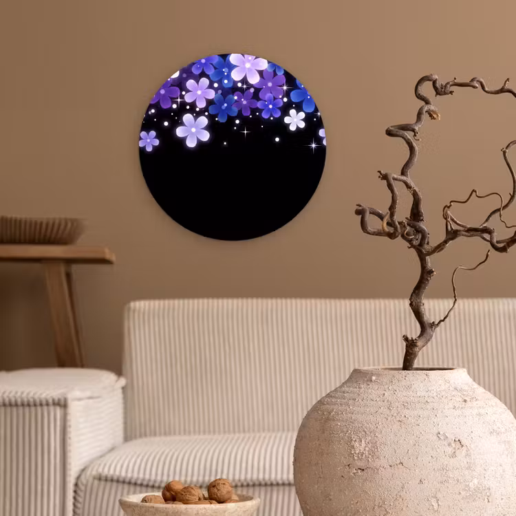 Muurcirkel glas - Bloemen - Paars - Modern — 2