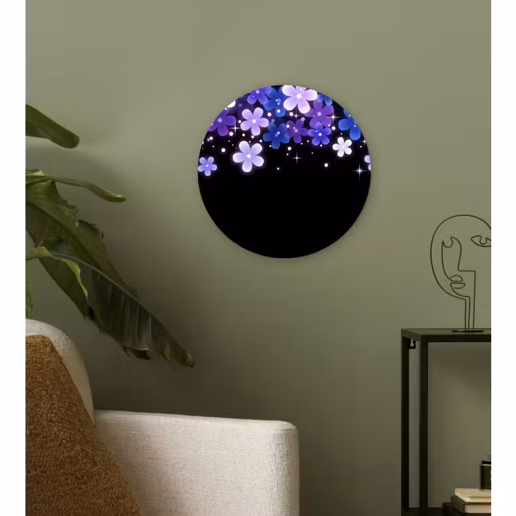 Muurcirkel glas - Bloemen - Paars - Modern — 3