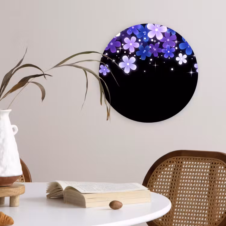 Muurcirkel glas - Bloemen - Paars - Modern — 4