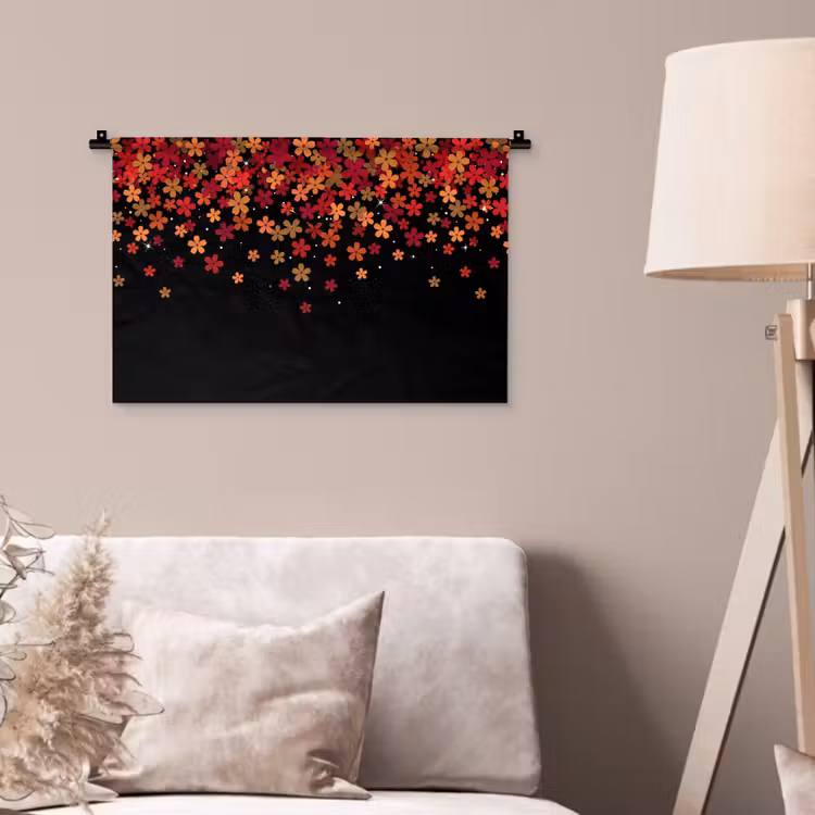 Wandkleed - Bloemen - Abstract - Oranje — 2