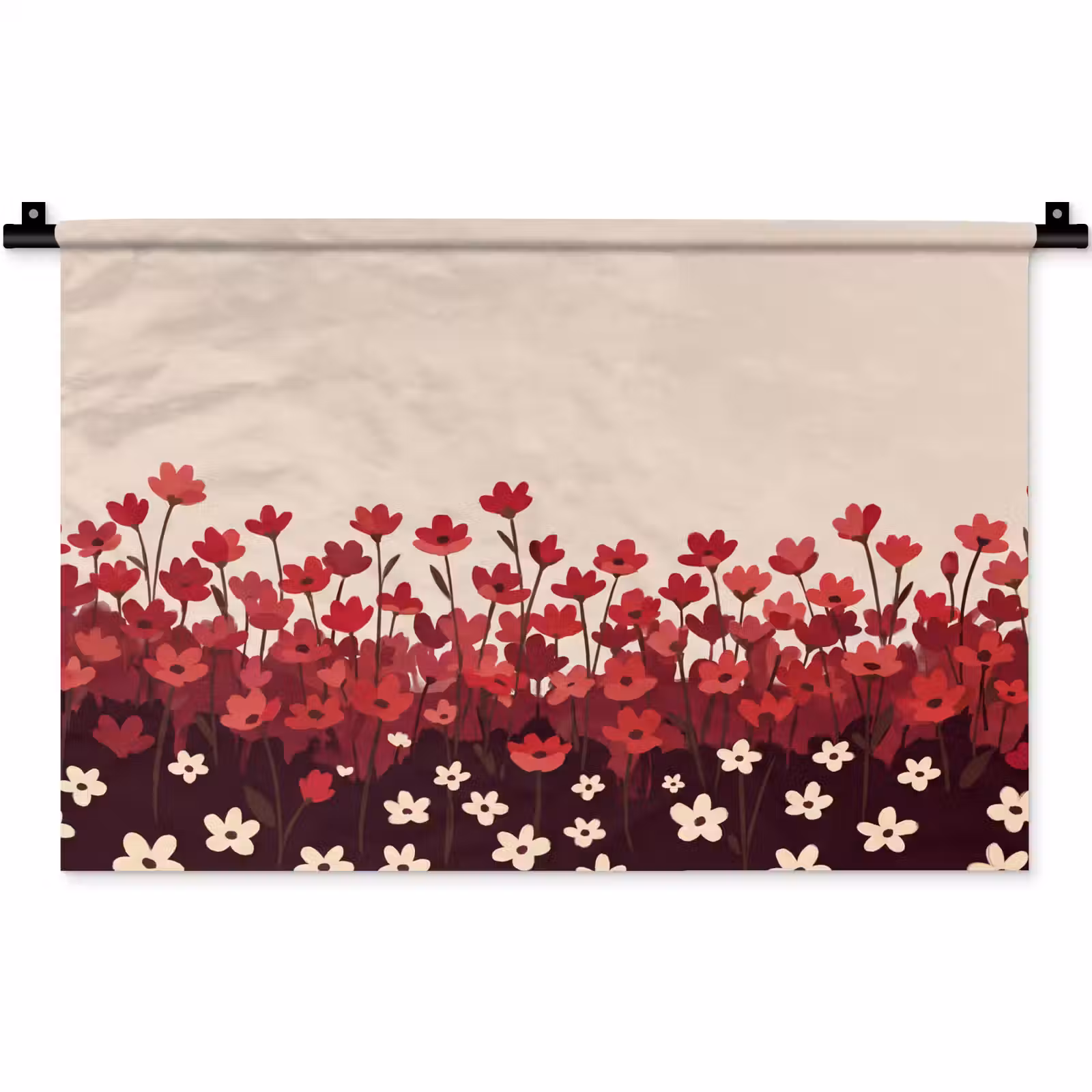 Wandkleed - Bloemen - Rood - Natuur — 1