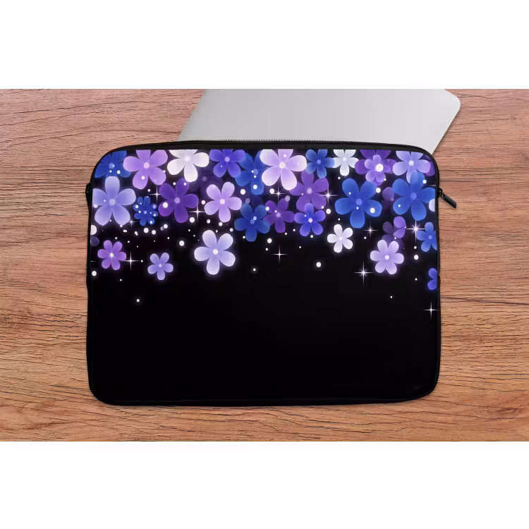 Laptophoes Bloemen - Paars - Modern — 2
