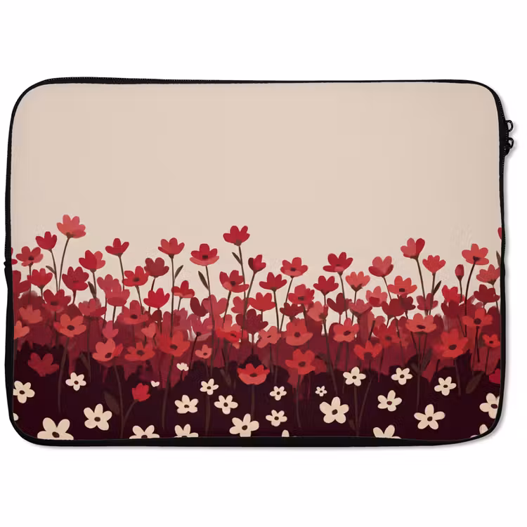 Laptophoes Bloemen - Rood - Natuur — 1