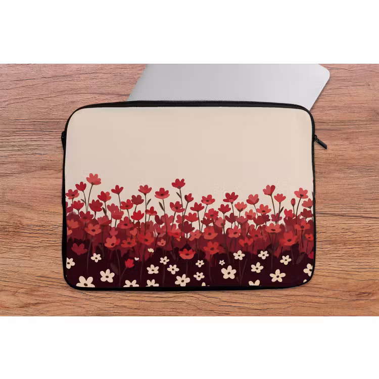Laptophoes Bloemen - Rood - Natuur — 2