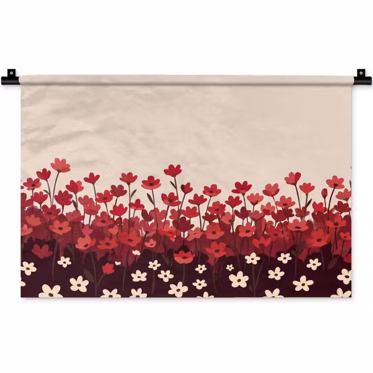 Wandkleed - Bloemen - Rood - Natuur — 1