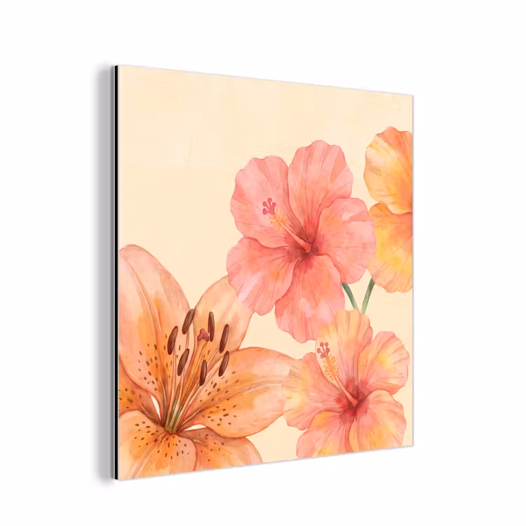 Aluminium schilderij - Bloemen - Aquarel - Natuur — 1