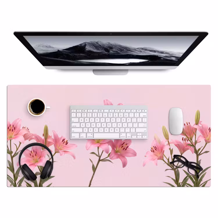 Bureau onderlegger - Bloemen - Zacht - Roze — 4