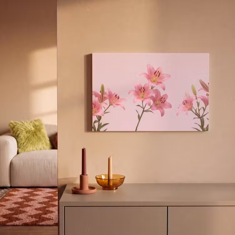 Canvas schilderij - Bloemen - Zacht - Roze — 1