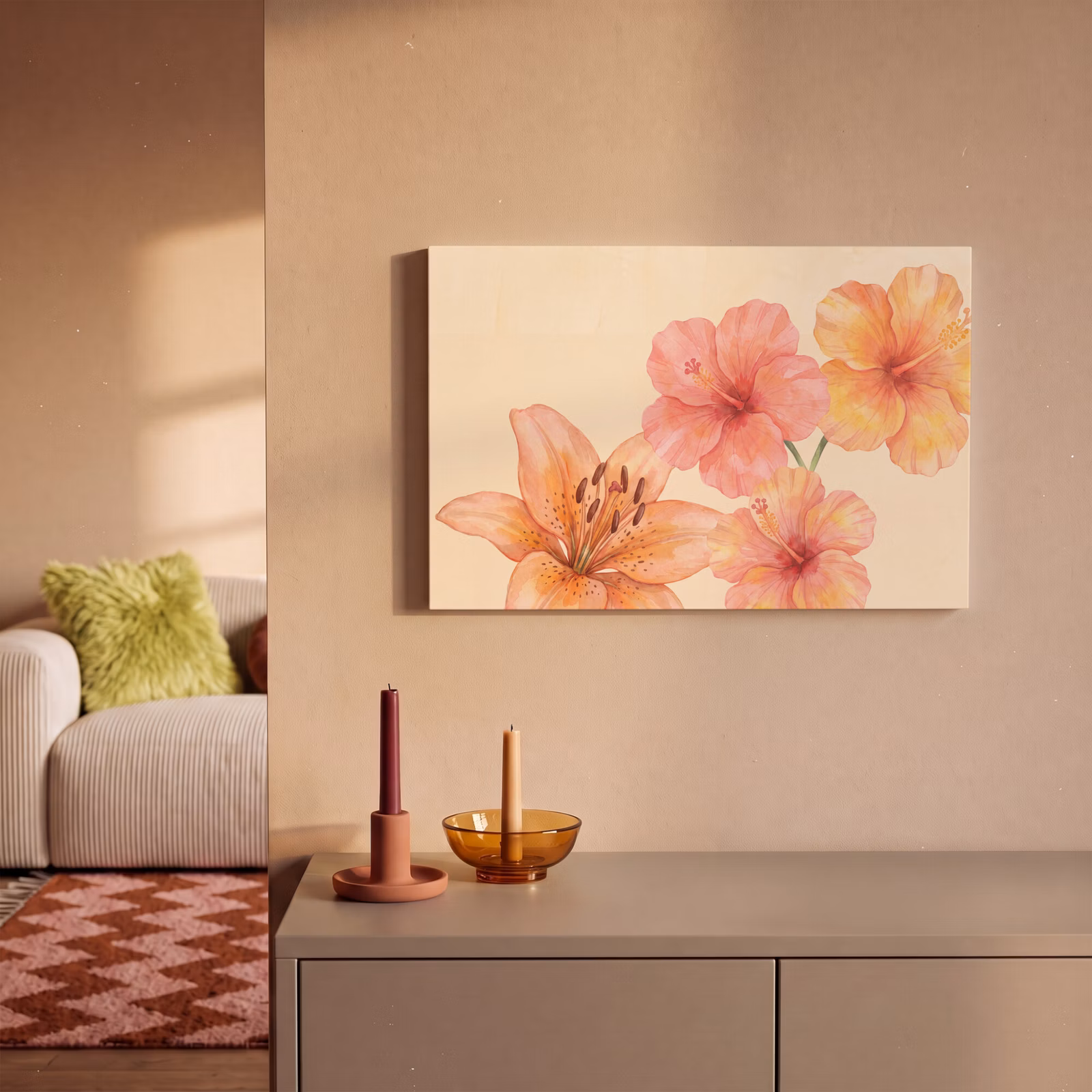 Canvas schilderij - Bloemen - Aquarel - Natuur — 1