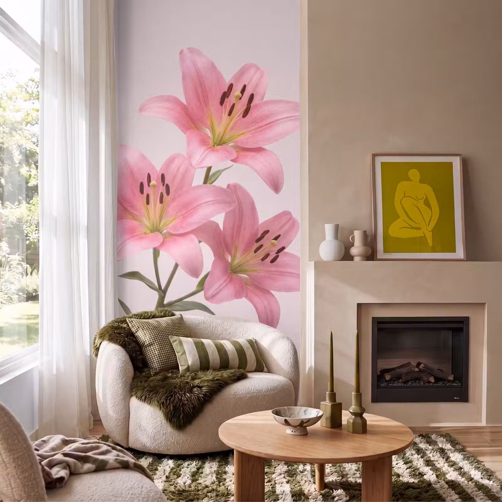 Behang - Bloemen - Zacht - Roze — 1