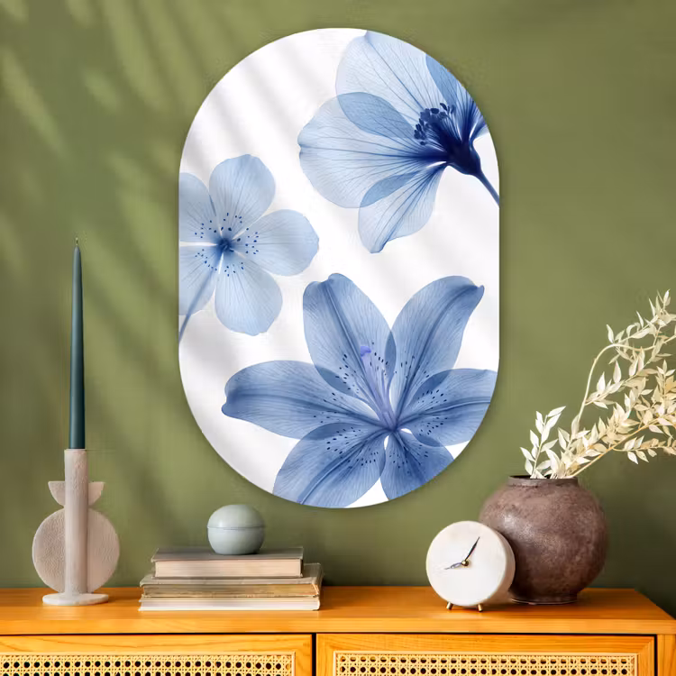 Muurovaal glas - Blauwe bloemen - Natuur — 2