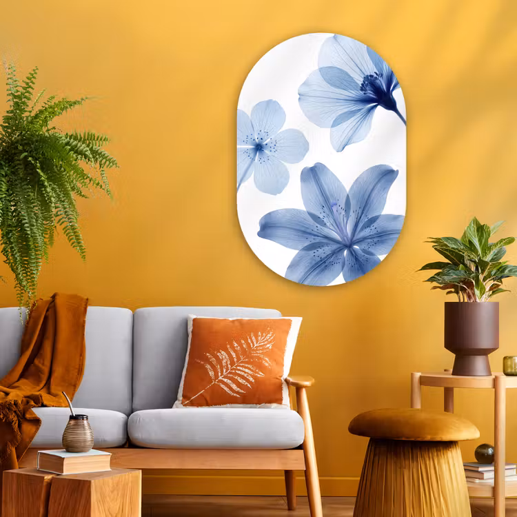 Muurovaal glas - Blauwe bloemen - Natuur — 3