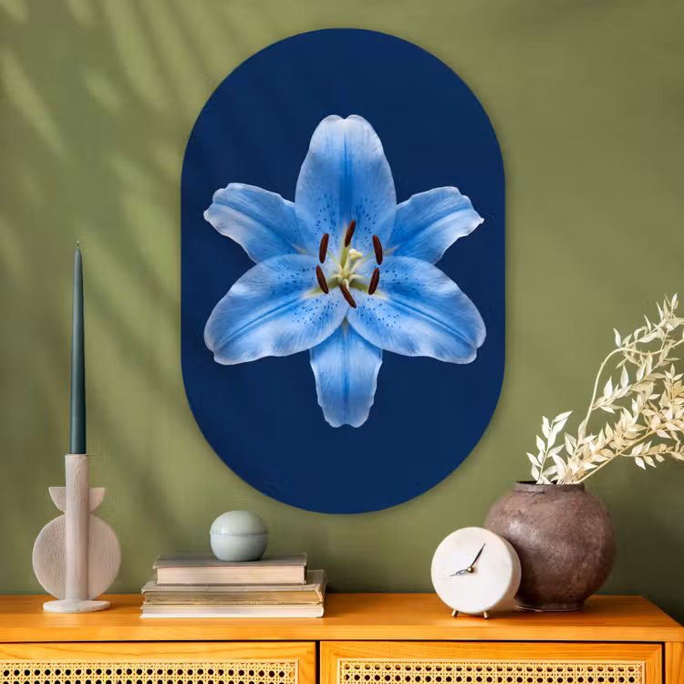 Muurovaal glas - Blauwe lelie - Bloemen — 2