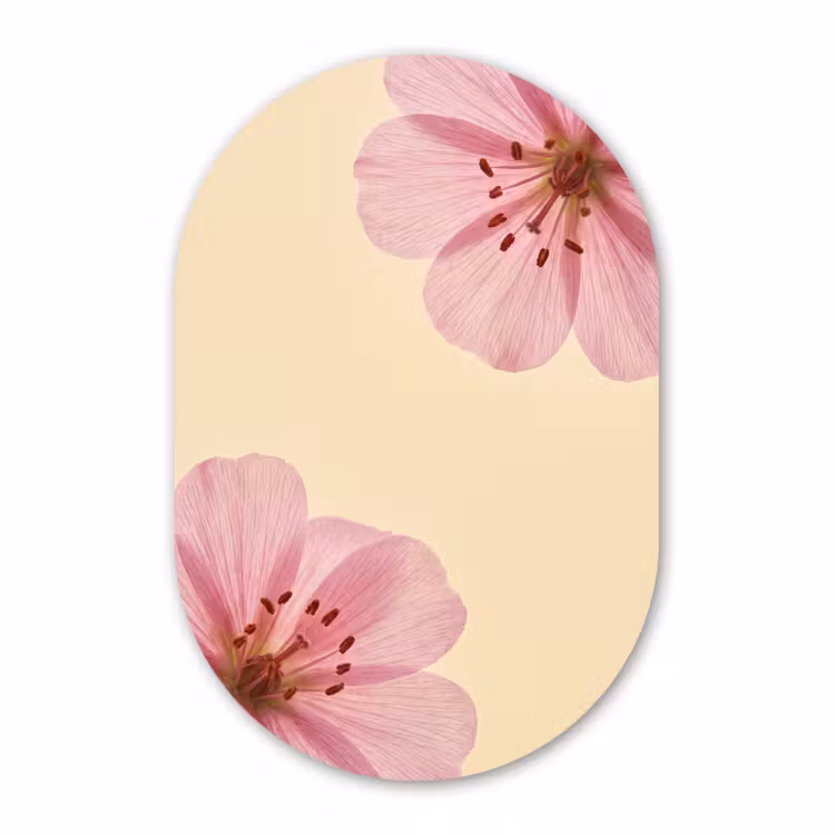 Muurovaal glas - Bloemen - Flora - Pastel — 1