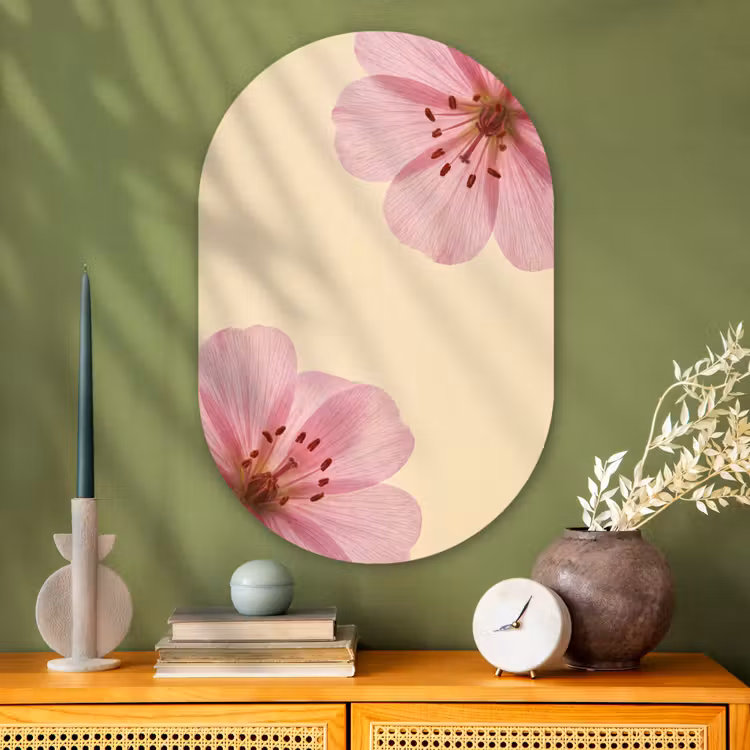 Muurovaal glas - Bloemen - Flora - Pastel — 2