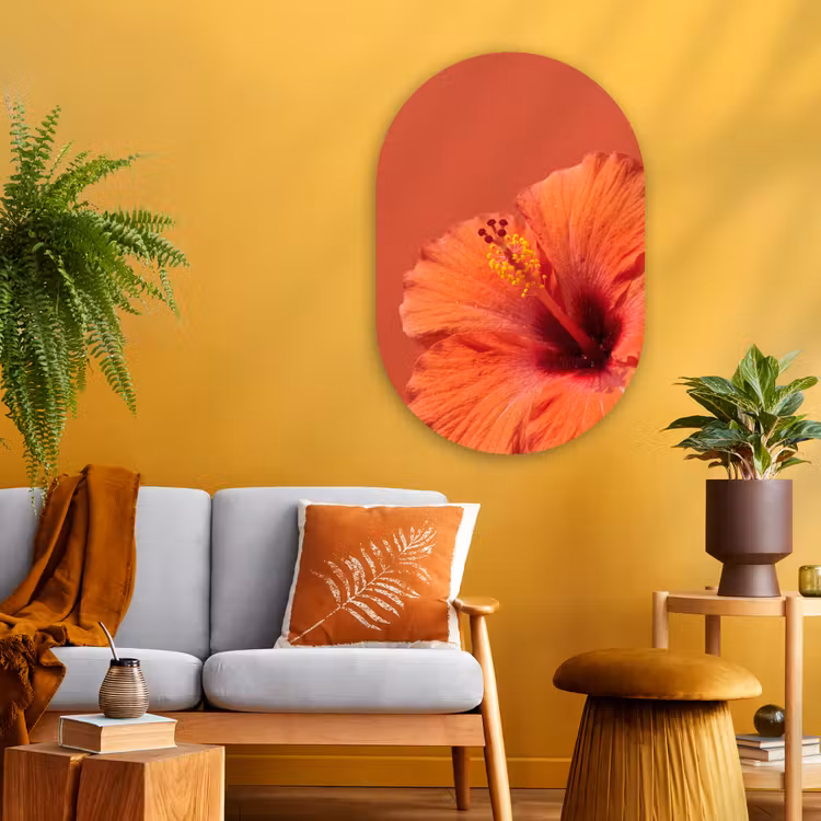 Muurovaal glas - Bloemen - Oranje - Natuur — 3