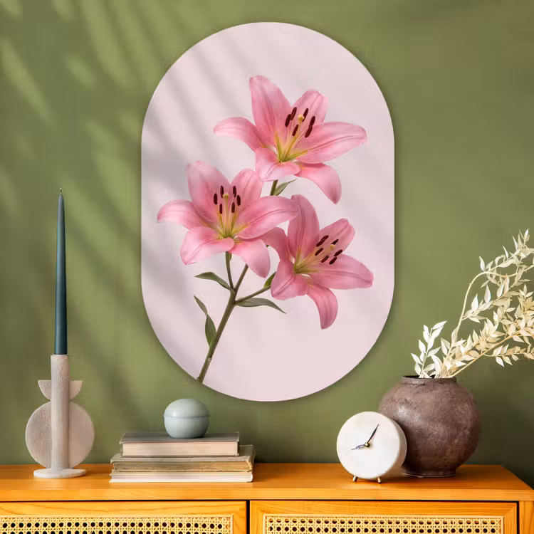 Muurovaal glas - Bloemen - Zacht - Roze — 2