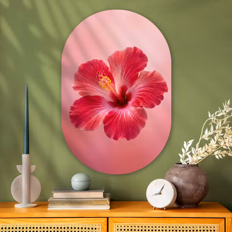 Muurovaal glas - Rode bloem - Natuur — 2