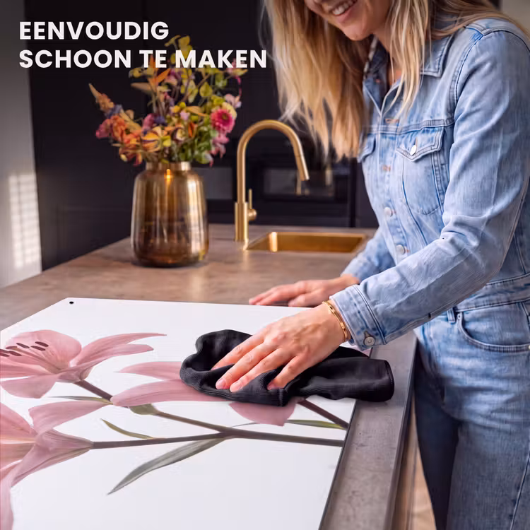 Inductiebeschermer & spatscherm (2in1) - Bloemen - Zacht - Modern — 5