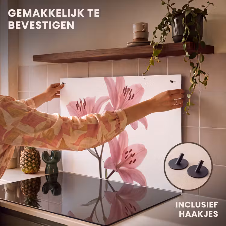 Inductiebeschermer & spatscherm (2in1) - Bloemen - Zacht - Modern — 7