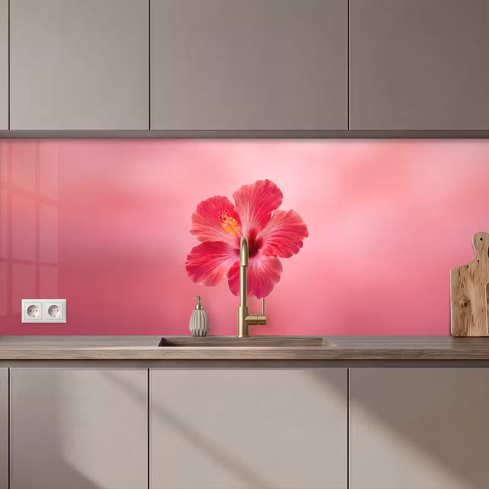 Keuken achterwand - Rode bloem - Natuur — 1