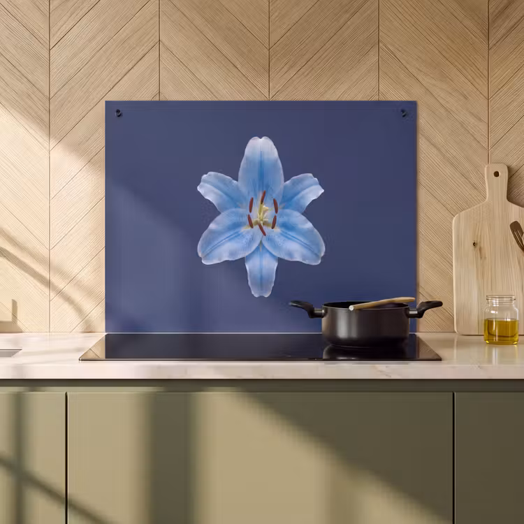 Inductiebeschermer & spatscherm (2in1) - Blauwe lelie - Bloemen — 2