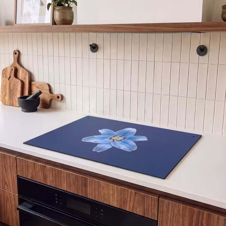 Inductiebeschermer & spatscherm (2in1) - Blauwe lelie - Bloemen — 3
