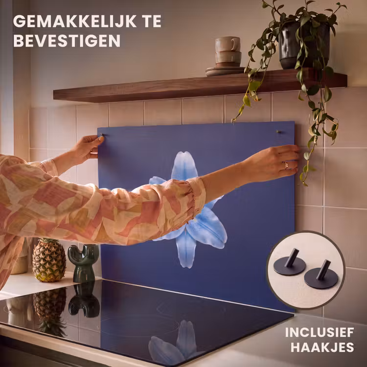 Inductiebeschermer & spatscherm (2in1) - Blauwe lelie - Bloemen — 7