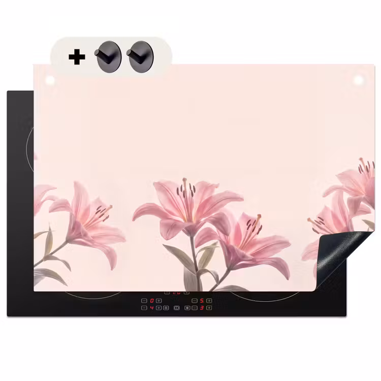 Inductiebeschermer & spatscherm (2in1) - Bloemen - Delicaat - Flora — 1