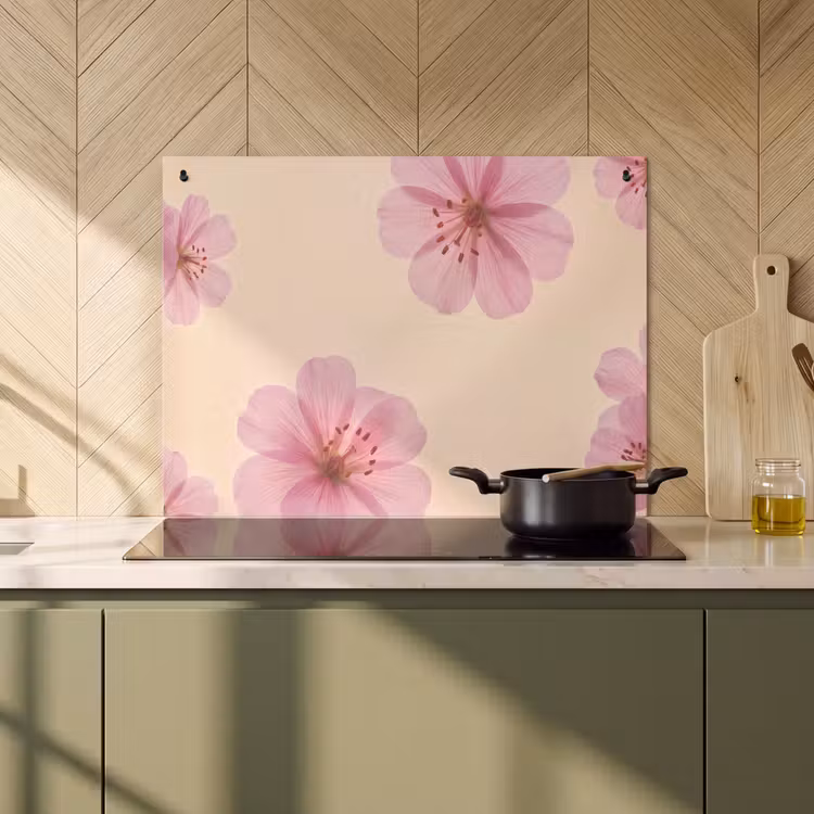 Inductiebeschermer & spatscherm (2in1) - Bloemen - Flora - Pastel — 2