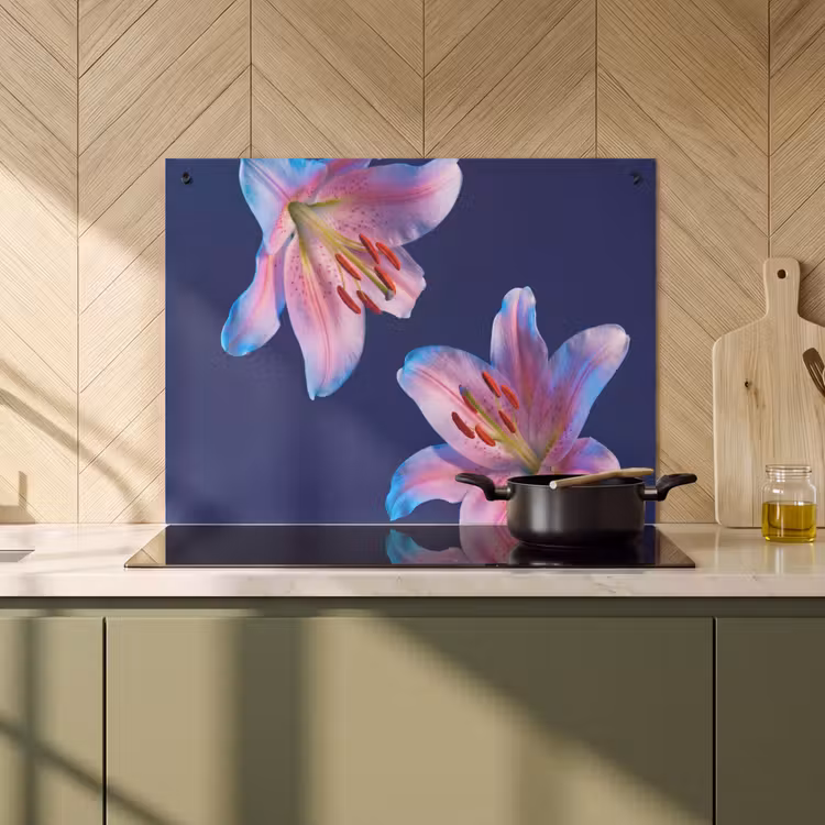 Inductiebeschermer & spatscherm (2in1) - Bloemen - Kleurrijk - Botanisch — 2