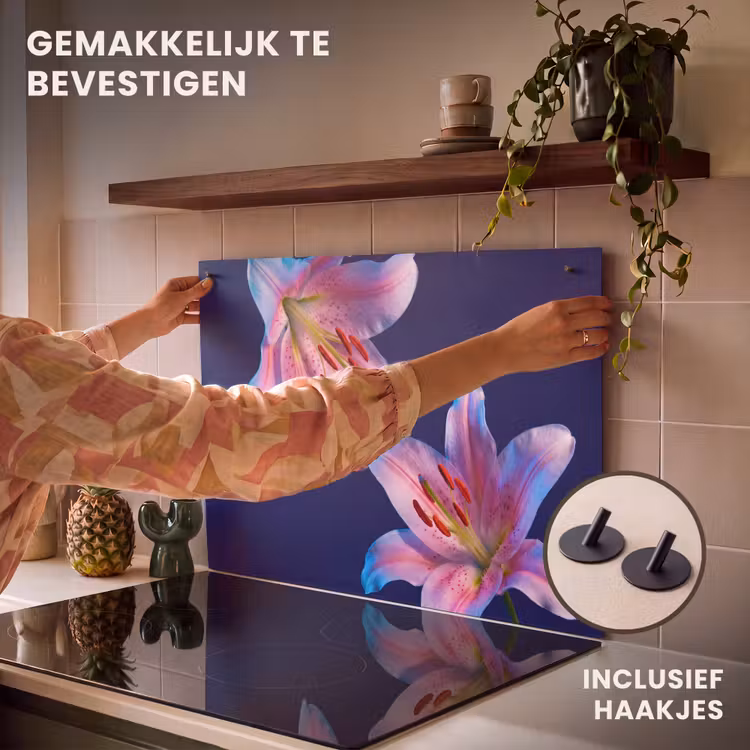 Inductiebeschermer & spatscherm (2in1) - Bloemen - Kleurrijk - Botanisch — 7