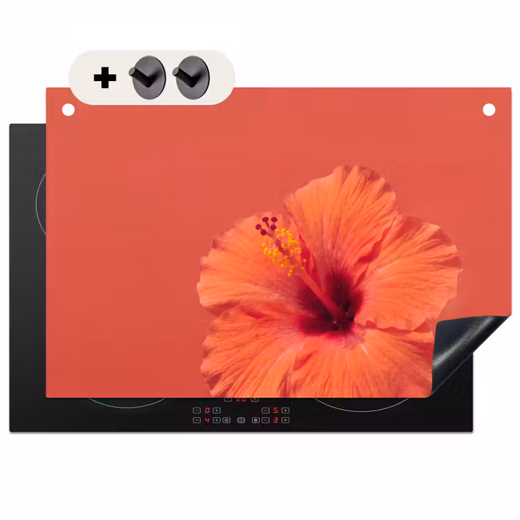 Inductiebeschermer & spatscherm (2in1) - Bloemen - Oranje - Natuur — 1
