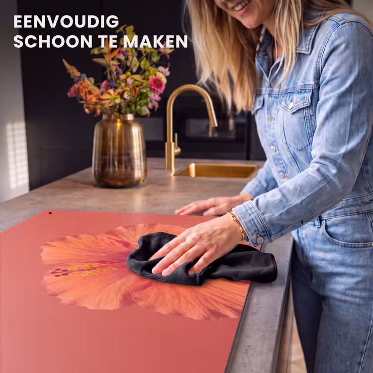 Inductiebeschermer & spatscherm (2in1) - Bloemen - Oranje - Natuur — 5