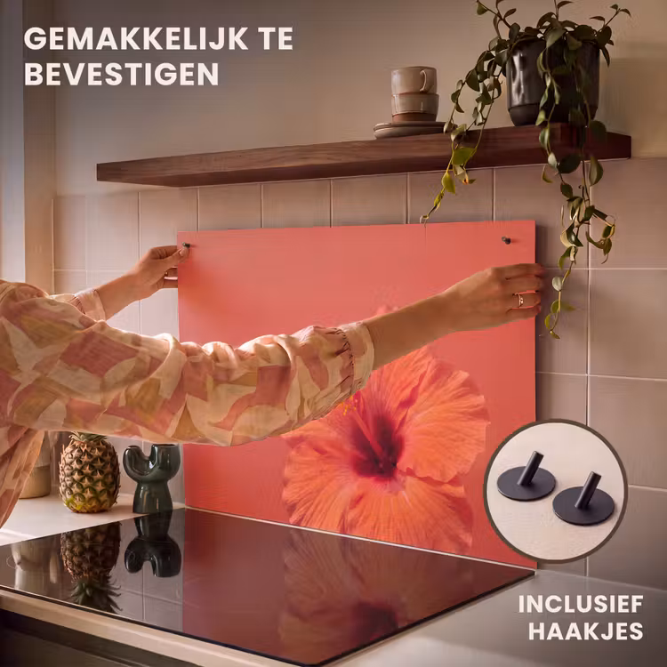 Inductiebeschermer & spatscherm (2in1) - Bloemen - Oranje - Natuur — 7