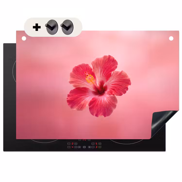 Inductiebeschermer & spatscherm (2in1) - Rode bloem - Natuur — 1
