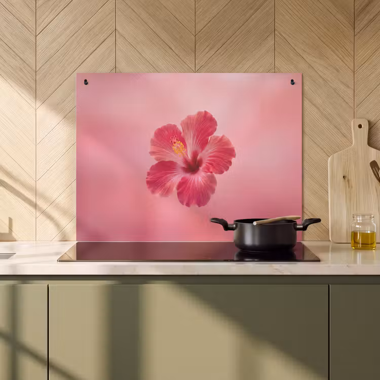 Inductiebeschermer & spatscherm (2in1) - Rode bloem - Natuur — 2