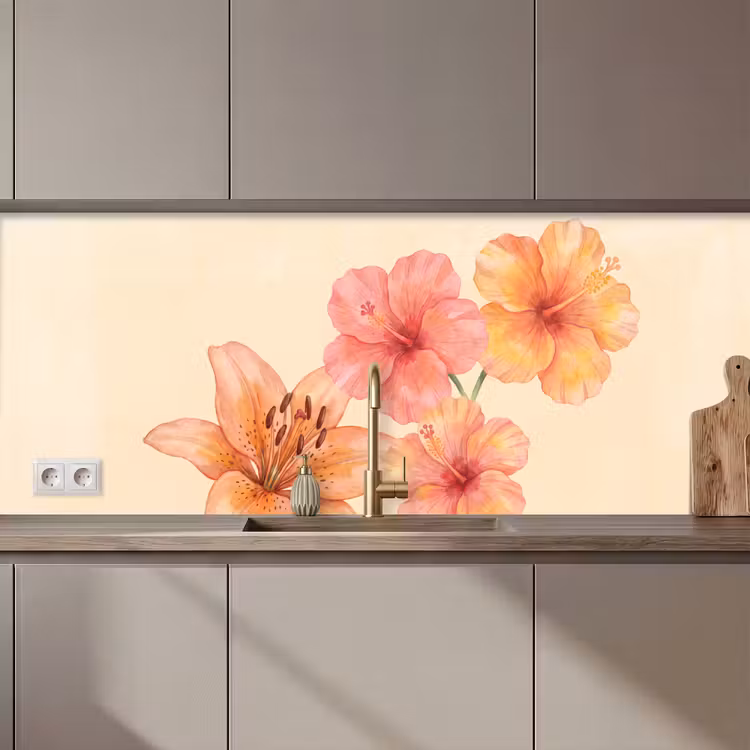 Keuken achterwand - Bloemen - Aquarel - Natuur — 1