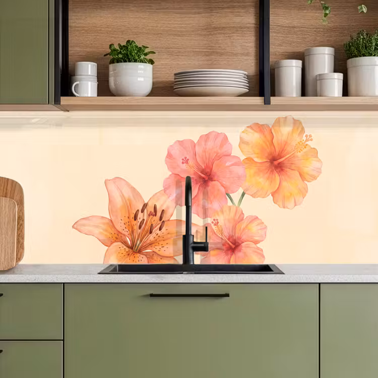 Keuken achterwand - Bloemen - Aquarel - Natuur — 8