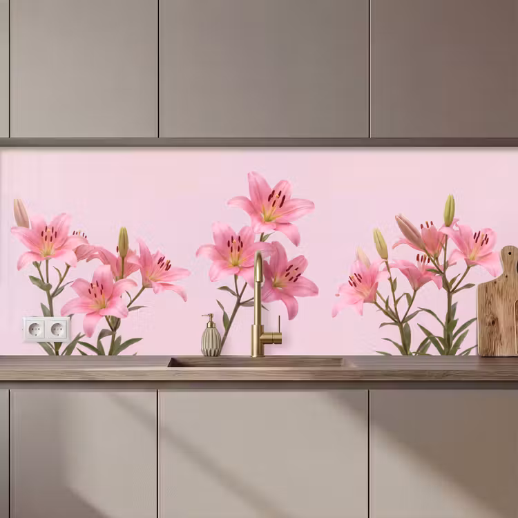 Keuken achterwand - Bloemen - Zacht - Roze — 1