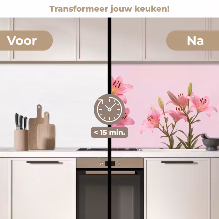 Keuken achterwand - Bloemen - Zacht - Roze — 3