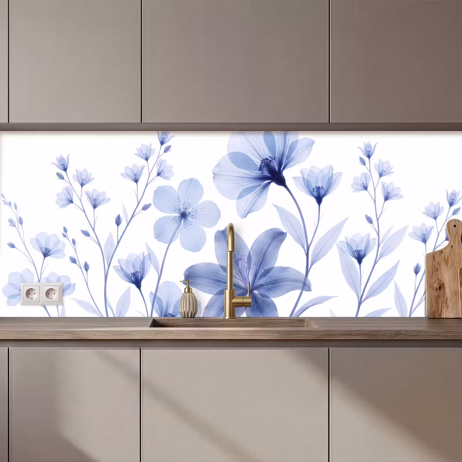 Keuken achterwand - Blauwe bloemen - Natuur — 1