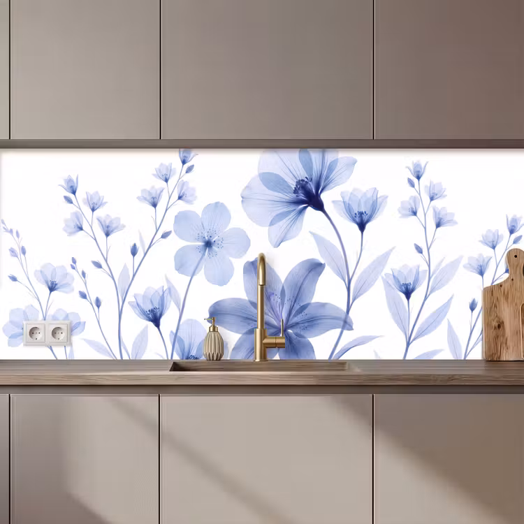Keuken achterwand - Blauwe bloemen - Natuur — 1
